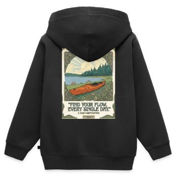 Finding Flow Daily: Kayak Poster - Kids Premium Organic Zip-up Hoodie - black - Back - AI Model Kid Male (0cm)