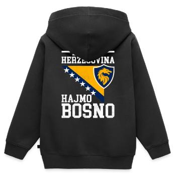 Hajmo Bosno Lion Bosnia Soccer Pride Forever - Kinder Premium Organic Zip Hoodie - Schwarz - Hinten - AI Model Kid Male (0cm)