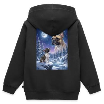 Hurlant au chien de la lune Bouledogue français - Sweat Premium à capuche zippé enfant bio - noir - Dos - AI Model Kid Male (0cm)