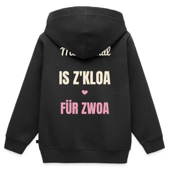 Mei Dirndl is z’kloa für Zwoa Schwanger Volksfest - Kinder Premium Organic Zip Hoodie - Schwarz - Hinten - AI Model Kid Male (0cm)