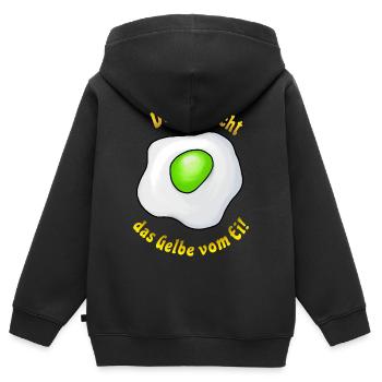 Das ist nicht das Gelbe vom Ei! - Wortwitz-Design - Kinder Premium Organic Zip Hoodie - Schwarz - Hinten - AI Model Kid Male (0cm)