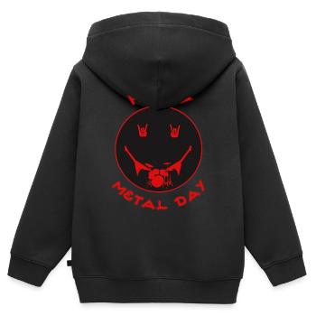 Happy Metal Day Drum-Icon - Kinder Premium Organic Zip Hoodie - Schwarz - Hinten - AI Model Kid Male (0cm)