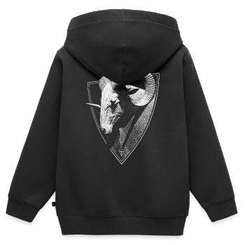Widderkopf im Wappen - Kinder Premium Organic Zip Hoodie - Schwarz - Hinten - AI Model Kid Male (0cm)