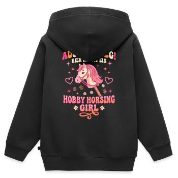 Hobby Horsing Girl Aus dem Weg Steckenpferd - Kinder Premium Organic Zip Hoodie - Schwarz - Hinten - AI Model Kid Male (0cm)