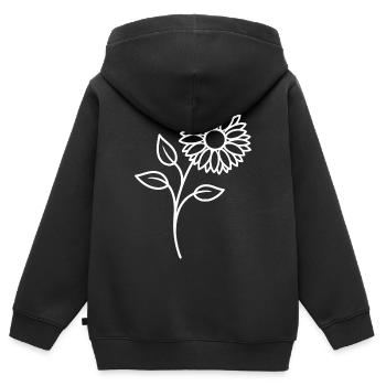 Sonnenblume One Line Blumenmotiv - Kinder Premium Organic Zip Hoodie - Schwarz - Hinten - AI Model Kid Male (0cm)