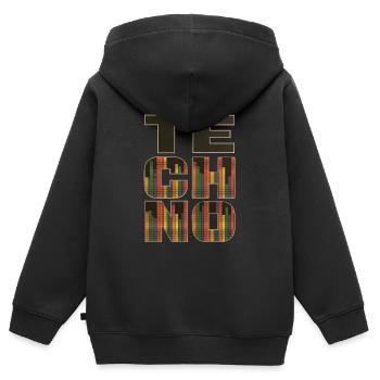 Techno - Kinder Premium Organic Zip Hoodie - Schwarz - Hinten - AI Model Kid Male (0cm)