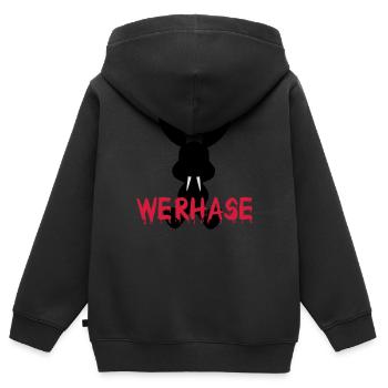 Return of the werhase - Kinder Premium Organic Zip Hoodie - Schwarz - Hinten - AI Model Kid Male (0cm)