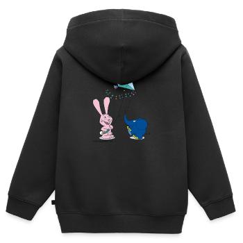 Elefant und Hase Drachensteigen - Kinder Premium Organic Zip Hoodie - Schwarz - Hinten - AI Model Kid Male (0cm)