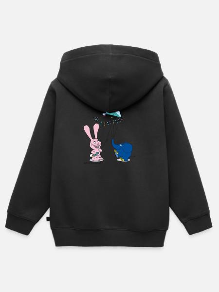 Elefant und Hase Drachensteigen - Kinder Premium Organic Zip Hoodie - Schwarz