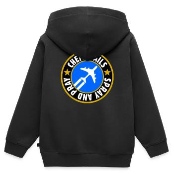 chemtrails - spray and pray - Kinder Premium Organic Zip Hoodie - Schwarz - Hinten - AI Model Kid Male (0cm)