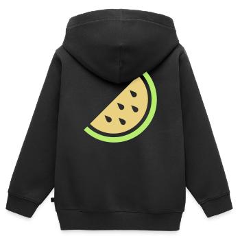 Melone - Kinder Premium Organic Zip Hoodie - Schwarz - Hinten - AI Model Kid Male (0cm)