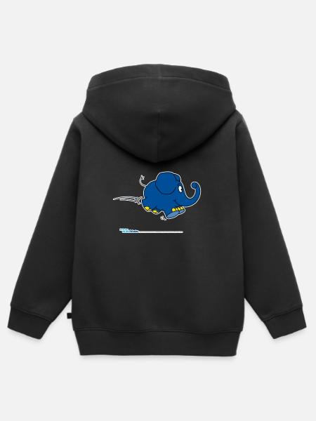 Der Elefant - hüpfend - Kinder Premium Organic Zip Hoodie - Schwarz