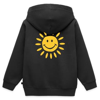 Sonne - Kinder Premium Organic Zip Hoodie - Schwarz - Hinten - AI Model Kid Male (0cm)