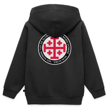 Jerusalem Crusader Cross - Kinder Premium Organic Zip Hoodie - Schwarz - Hinten - AI Model Kid Male (0cm)