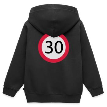 30 - Kinder Premium Organic Zip Hoodie - Schwarz - Hinten - AI Model Kid Male (0cm)