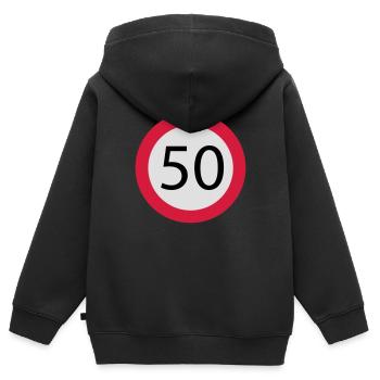 50 - Kinder Premium Organic Zip Hoodie - Schwarz - Hinten - AI Model Kid Male (0cm)