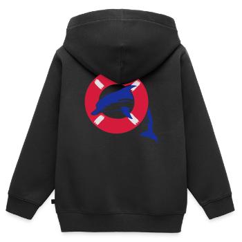 Delphin Delfin lifebelt Rettungsring 3-color - Kinder Premium Organic Zip Hoodie - Schwarz - Hinten - AI Model Kid Male (0cm)