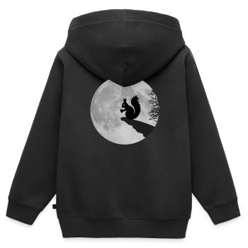 Mond Eichhörnchen Vollmond Nacht Eichel - Kinder Premium Organic Zip Hoodie - Schwarz - Hinten - AI Model Kid Male (0cm)