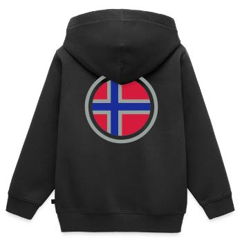 Emblème de la Norvège - Sweat Premium à capuche zippé enfant bio - noir - Dos - AI Model Kid Male (0cm)
