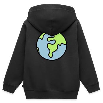 Globus - Welt - Kinder Premium Organic Zip Hoodie - Schwarz - Hinten - AI Model Kid Male (0cm)
