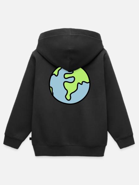 Globus - Welt - Kinder Premium Organic Zip Hoodie - Schwarz