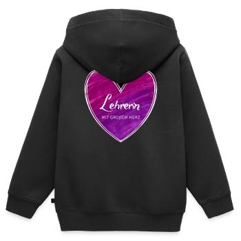 Lehrerin mit großem Herz - Kinder Premium Organic Zip Hoodie - Schwarz - Hinten - AI Model Kid Male (0cm)