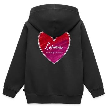 Lehrerin mit großem Herz - Kinder Premium Organic Zip Hoodie - Schwarz - Hinten - AI Model Kid Male (0cm)