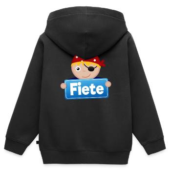 Kleiner Pirat Fiete - Kinder Premium Organic Zip Hoodie - Schwarz - Hinten - AI Model Kid Male (0cm)