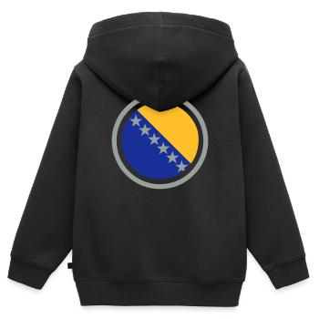 Emblème Bosnie - Sweat Premium à capuche zippé enfant bio - noir - Dos - AI Model Kid Male (0cm)