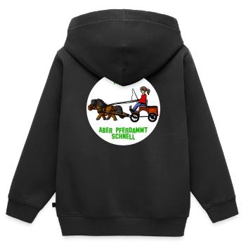 Pferdammt schnell - Kinder Premium Organic Zip Hoodie - Schwarz - Hinten - AI Model Kid Male (0cm)