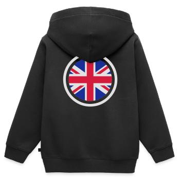 Great Britain (Union Jack) Emblem - Kinder Premium Organic Zip Hoodie - Schwarz - Hinten - AI Model Kid Male (0cm)
