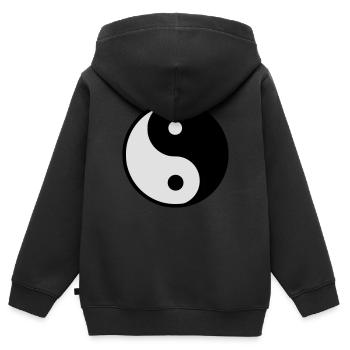 Yin Yang - Sweat Premium à capuche zippé enfant bio - noir - Dos - AI Model Kid Male (0cm)