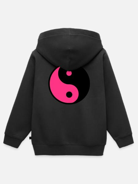 Yin Yang - Kinder Premium Organic Zip Hoodie - Schwarz