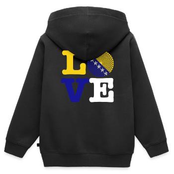 coeur bosnie - Sweat Premium à capuche zippé enfant bio - noir - Dos - AI Model Kid Male (0cm)