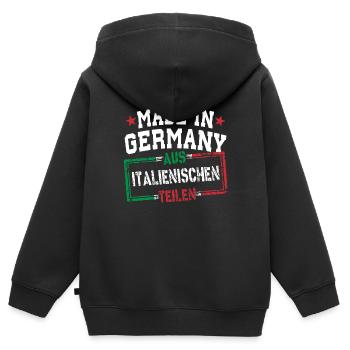Made in Germany aus Italien - Kinder Premium Organic Zip Hoodie - Schwarz - Hinten - AI Model Kid Male (0cm)