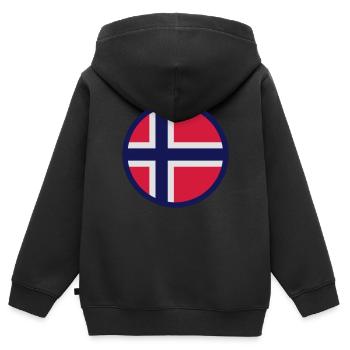Marqué par la Norvège - Sweat Premium à capuche zippé enfant bio - noir - Dos - AI Model Kid Male (0cm)