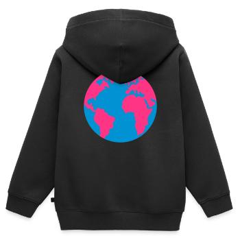 Planet Erde - Kinder Premium Organic Zip Hoodie - Schwarz - Hinten - AI Model Kid Male (0cm)
