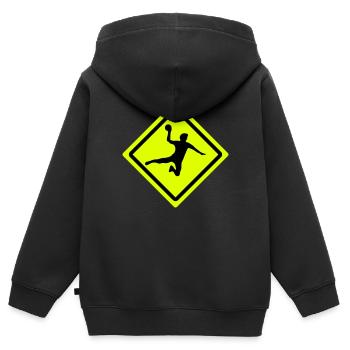 handball roadsign - Kids Premium Organic Zip-up Hoodie - black - Back - AI Model Kid Male (0cm)