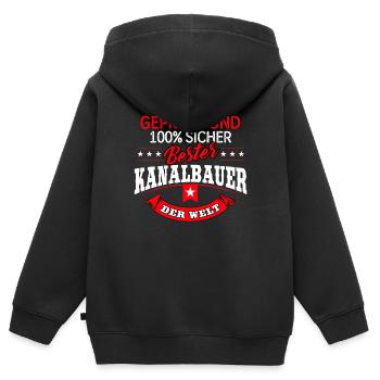 Kanalbauer Kanalbau Kanal Abwasser Tiefbau - Kinder Premium Organic Zip Hoodie - Schwarz - Hinten - AI Model Kid Male (0cm)