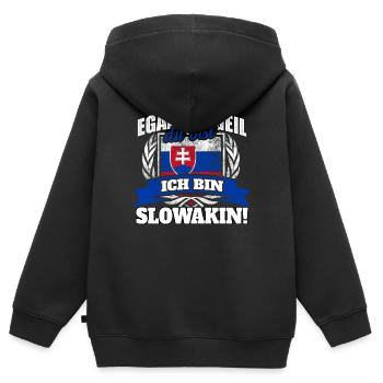Slowakin Slowakei Slowakisch Slovensko Geschenk - Kinder Premium Organic Zip Hoodie - Schwarz - Hinten - AI Model Kid Male (0cm)