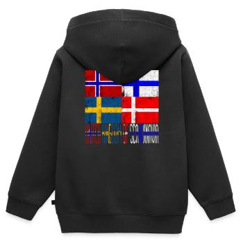 United Kingdom of Scandinavia - Kinder Premium Organic Zip Hoodie - Schwarz - Hinten - AI Model Kid Male (0cm)