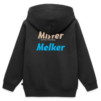 Mister Melker - Kinder Premium Organic Zip Hoodie - Schwarz - Hinten - AI Model Kid Male (0cm)