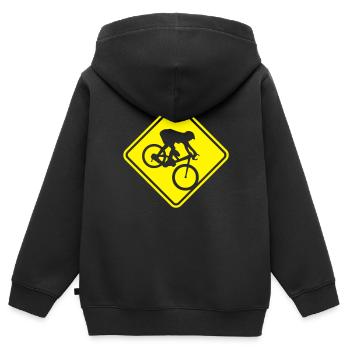 MTB Dowwnhill Mountain Biking Roadsign - Kinder Premium Organic Zip Hoodie - Schwarz - Hinten - AI Model Kid Male (0cm)