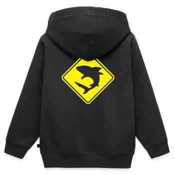 Poker Shark Warning Roadsign - Kinder Premium Organic Zip Hoodie - Schwarz - Hinten - AI Model Kid Male (0cm)