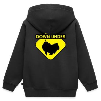 Australia Down Under Sign upside down - Kinder Premium Organic Zip Hoodie - Schwarz - Hinten - AI Model Kid Male (0cm)