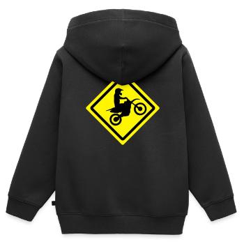 motocross straßenschild - Kinder Premium Organic Zip Hoodie - Schwarz - Hinten - AI Model Kid Male (0cm)