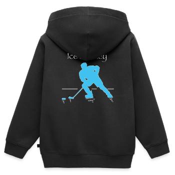 ice hockey - Sweat Premium à capuche zippé enfant bio - noir - Dos - AI Model Kid Male (0cm)
