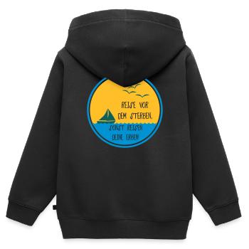 Reise vor dem Sterben Geschenk - Kinder Premium Organic Zip Hoodie - Schwarz - Hinten - AI Model Kid Male (0cm)