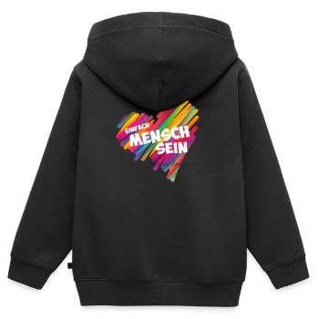 Einfach Mensch sein - black - Kinder Premium Organic Zip Hoodie - Schwarz - Hinten - AI Model Kid Male (0cm)