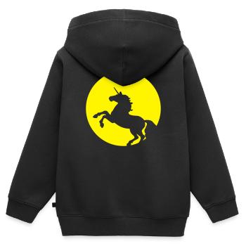 Licorne au Clair de lune - Sweat Premium à capuche zippé enfant bio - noir - Dos - AI Model Kid Male (0cm)